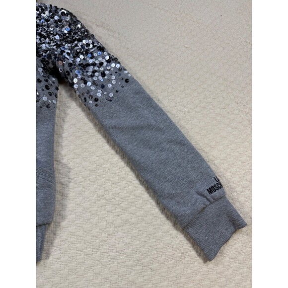 Love Moschino Sequined Jacket Full Zip with Hood | Gray | Womens Size 2 - Picture 7 of 16